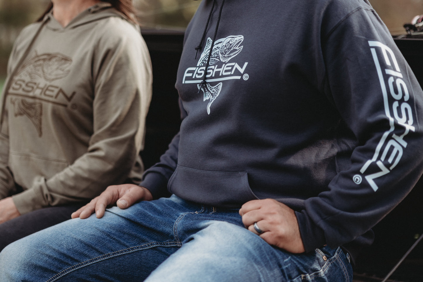 Fisshen Hoodie with big trout Logo front centre