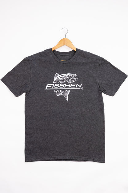 Trout front centre fisshen logo Tee, grey colour soft cotton